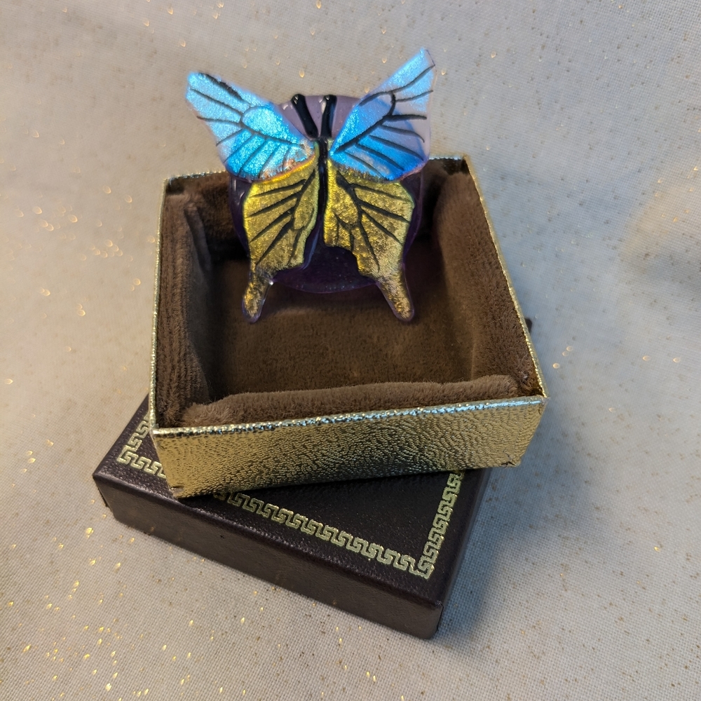 Avon classic. Fanciful blue and gold butterfly pin. Circa mid 90s.